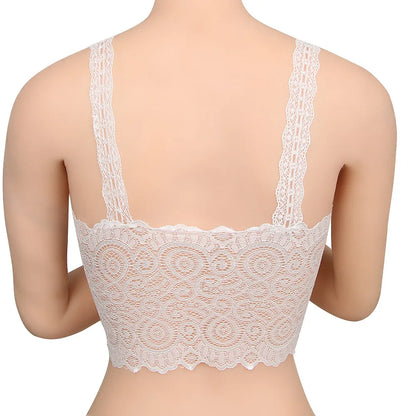 New Women Black White Sexy Tank Tops Lace Floral Crochet Padded Bra Cotton Tank Tops Sexy V-Neck Lace Crochet Vest Casual