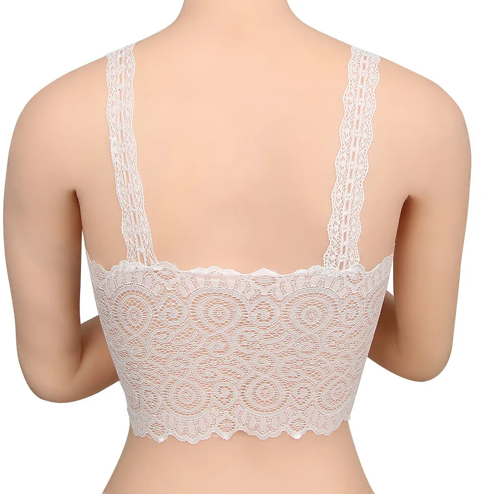 New Women Black White Sexy Tank Tops Lace Floral Crochet Padded Bra Cotton Tank Tops Sexy V-Neck Lace Crochet Vest Casual