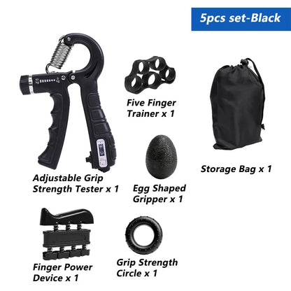 iLMH 5-60Kg Adjustable Grip Strength Trainer with Finger Exerciser Hand Grip Strengthener for Muscle Building and Injury Recover
