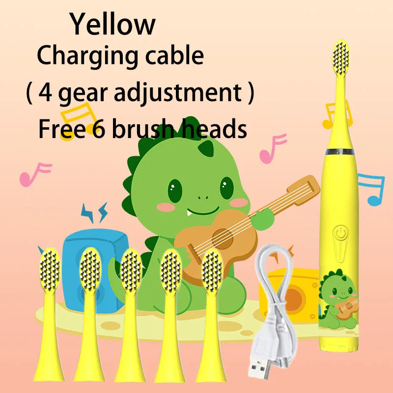 Kids Sonic Electric Toothbrush Rechargeable Smart Timer Colorful Cartoon Teeth Whitening Portable USB Charging  Tooth Brush