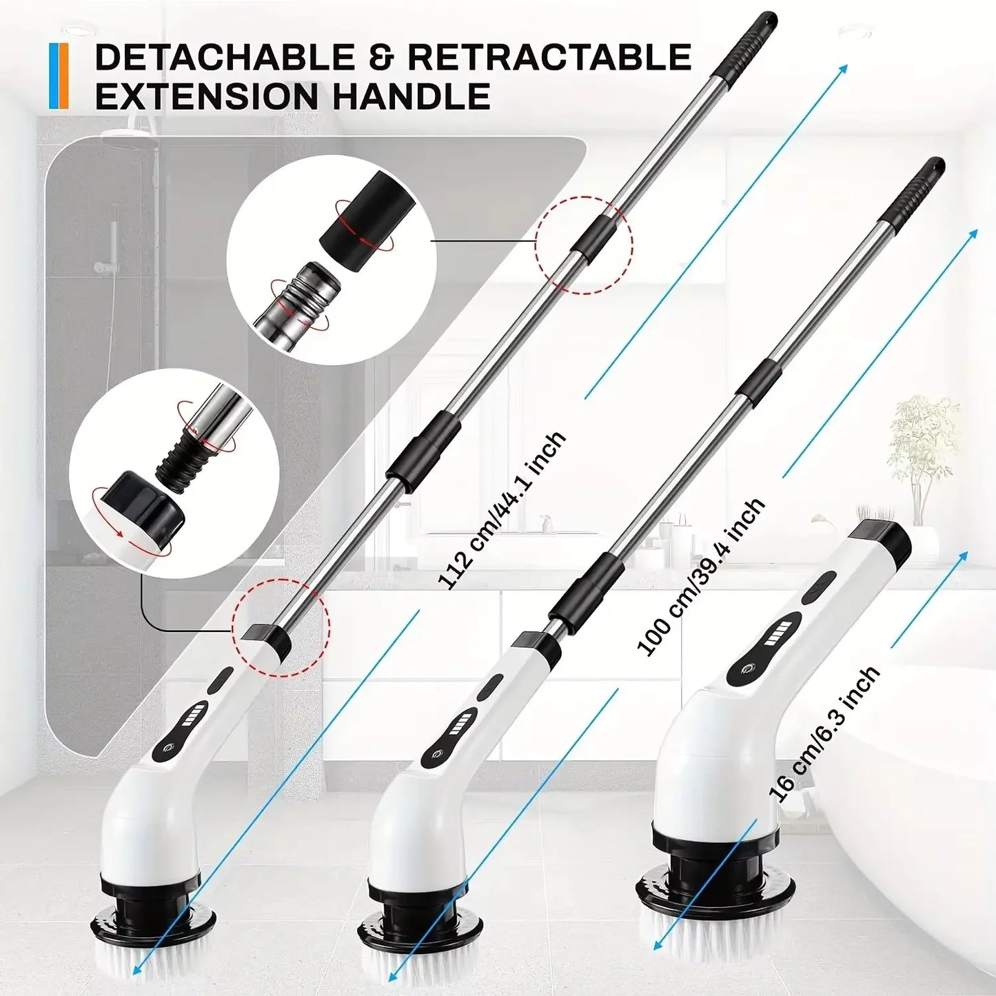 9-in-1 Wireless Rotating Electric Cleaning Brush - Household Multi-scene Scrubber for Bathroom, Kitchen & Toilet Deep Cleaning