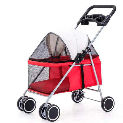 Outdoor Portable Folding Pet Stroller Small Cat Dog Rabbit Hamster Lightweight Vehicle Compatible Carrier Pet Trolley