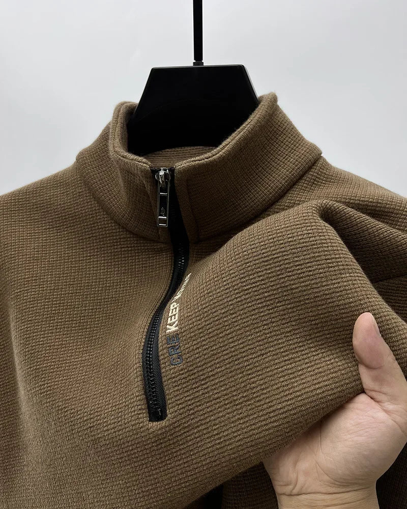 Men's Knitwear Solid Color Chunky Half Zipper Thickening Sweater Warm Sweater Fashion Luxury Men's Clothing Turtleneck Sweater