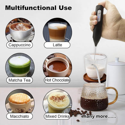 Wireless Milk Frother Electric Type-C Handheld Blender Stainless Steel Mini Coffee Maker Whisk Mixer For Coffee Cappuccino Cream