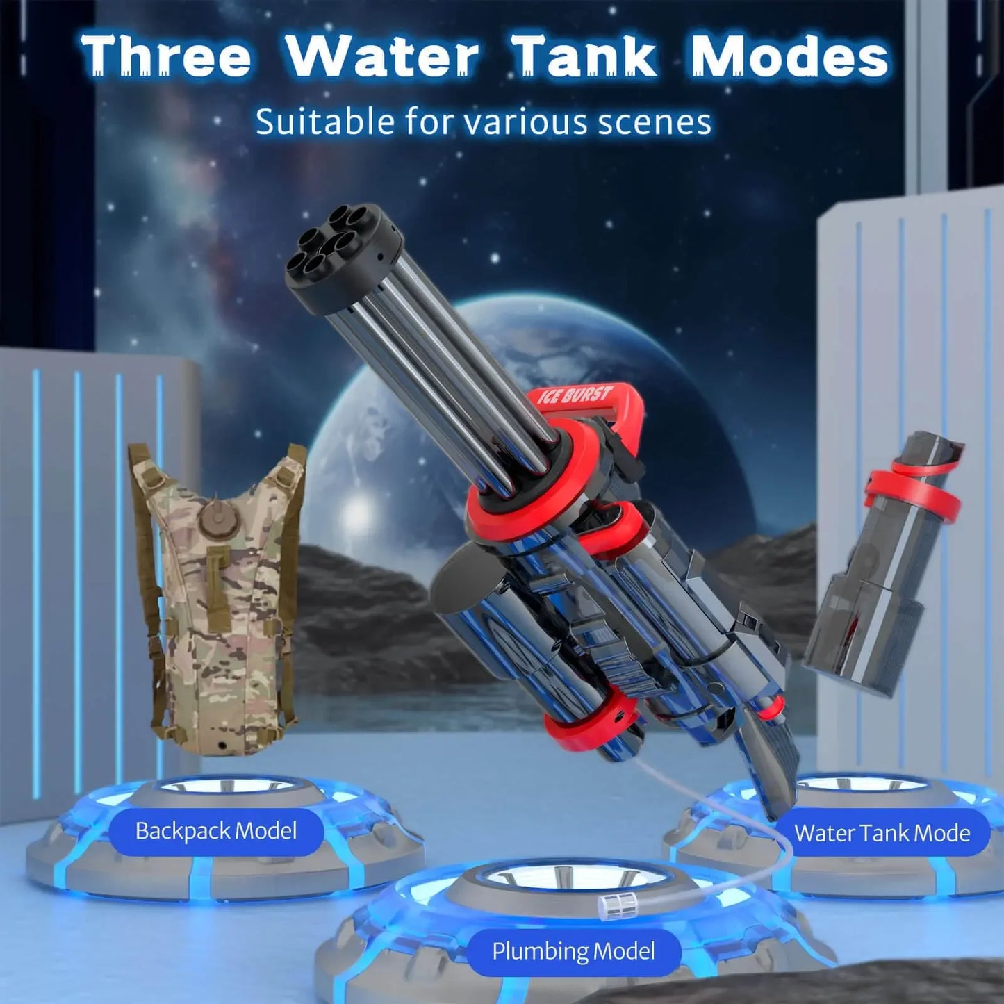 2024 Strongest Gatling Electric Water Gun Toy With Light Shooting Water Gun Summer Beach Pool Toys for Boy Adult Children Gifts