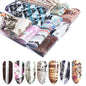 16Pc Holographic Nail Foil Set Starry Transfer 20*4cm Sticker Laser Flowers Leopard Mix Design Decal DIY Nail Art Decoration