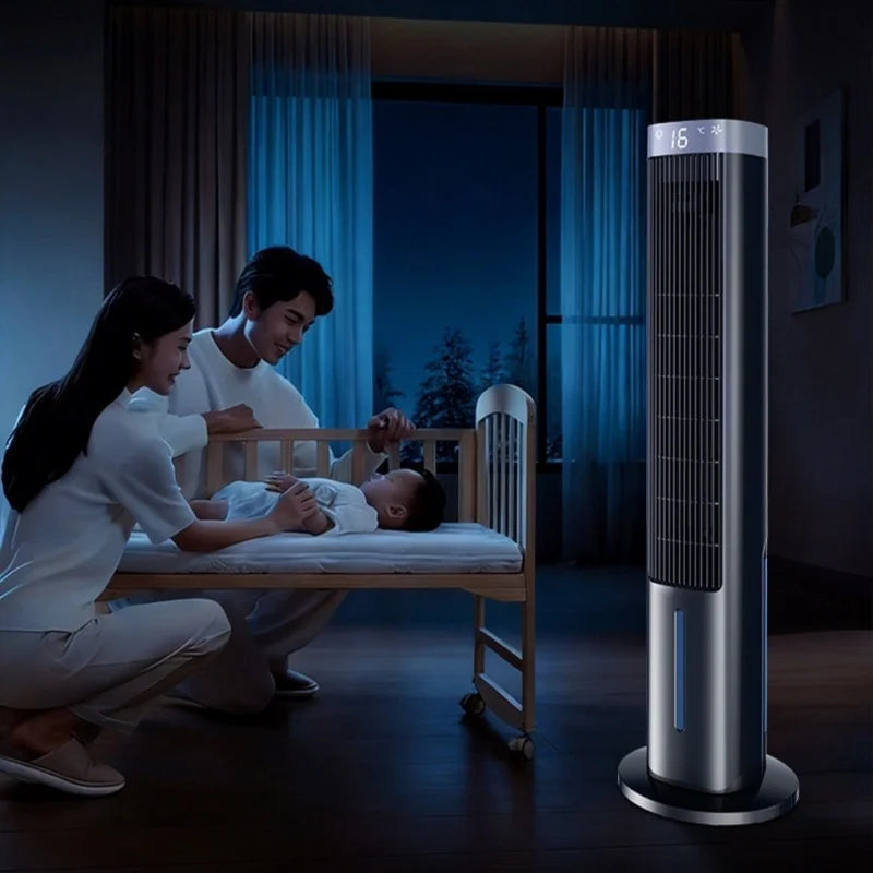 Portable Air Conditioner Fan, Personal Evaporative Cooler with Water Tank & Ice Pack, Quiet 3-Speed Tower Cooling Fan Mobile