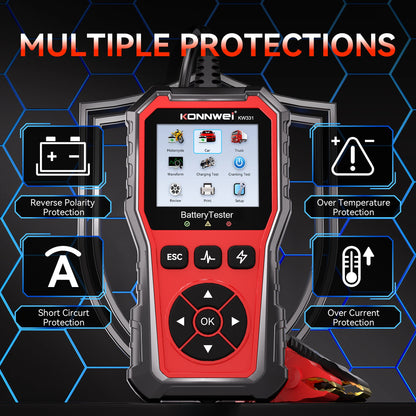 2025 KONNWEi Car Battery Tester Fault Code Clearance Battery Information Monitoring Startup Test Car Battery Charging Scan Tool