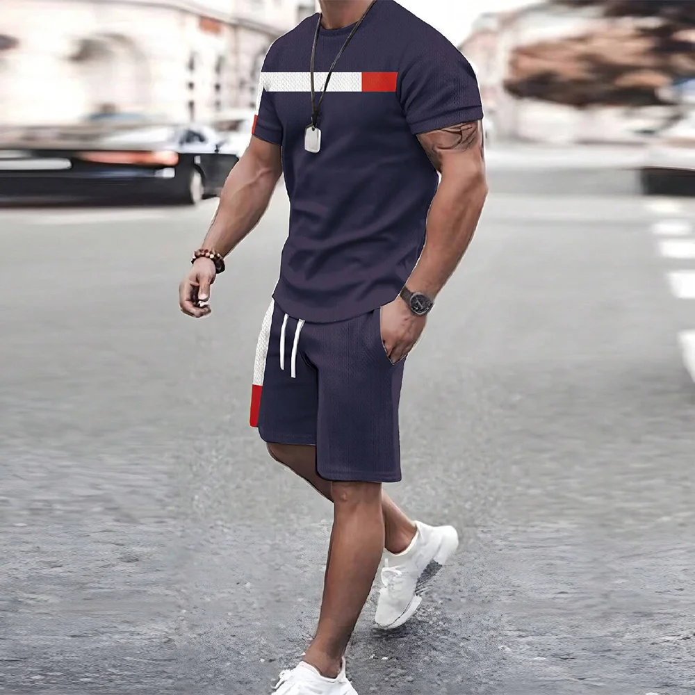 Men's 3D casual T-shirt suit plus size sportswear multifunctional casual suit summer  shorts  outdoor T-shirt shorts