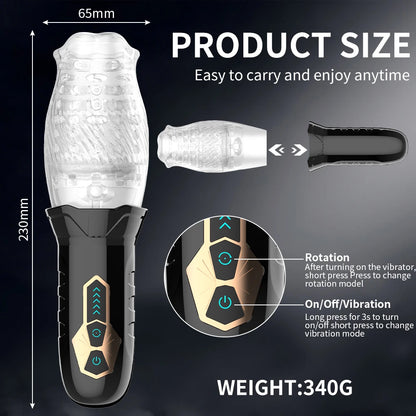 Automatic Rotating Masturbator Cup Glans Trainer Vagina Penis Pump Sleeve Delay Ejaculation Vibrator For Mens Adult Toys Male