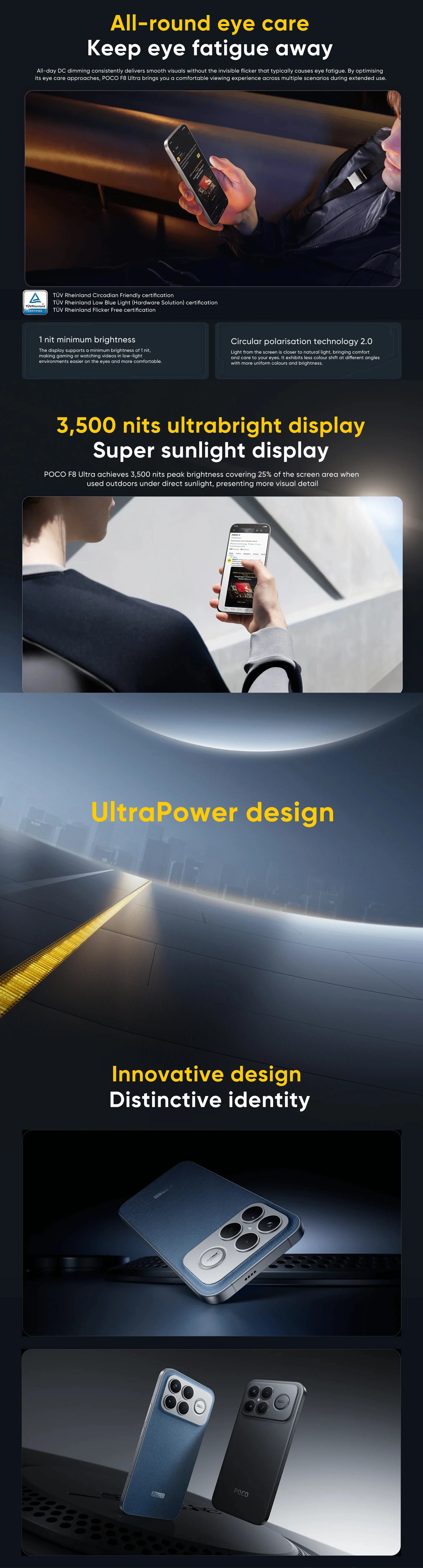Global Version POCO F8 Ultra 5G Smartphone Snapdragon® 8 Elite Gen 5 6500mAh 100W HyperCharge 6.9" Eye-care AMOLED display NFC