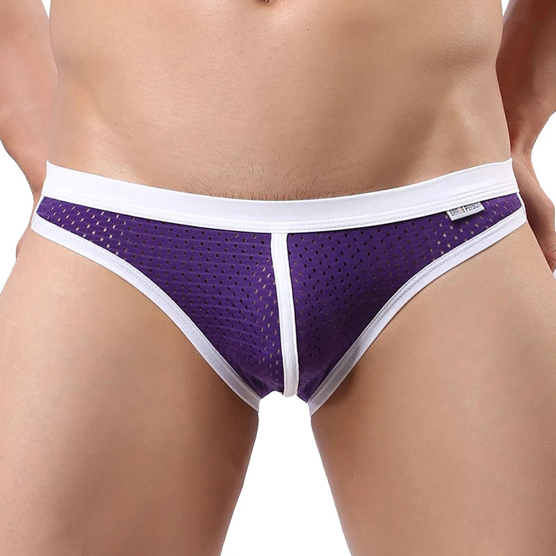 Men's New Nylon Solid Beachwear Briefs Bikini Men Low Rise Sexy Briefs Board Shorts Surfing Wear