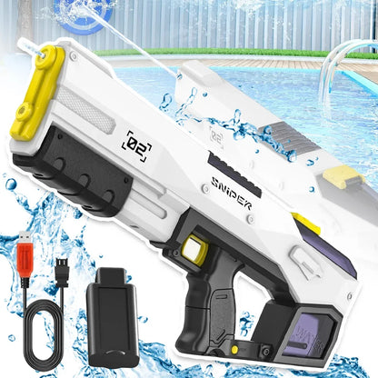 Automatic Water Absorption Electric Water Gun 2 Shooting Modes 450ML Large Capacity Portable Summer Water Blaster Toy For Kids Adults Pool Beach Backyard Outdoor Fighting Game
