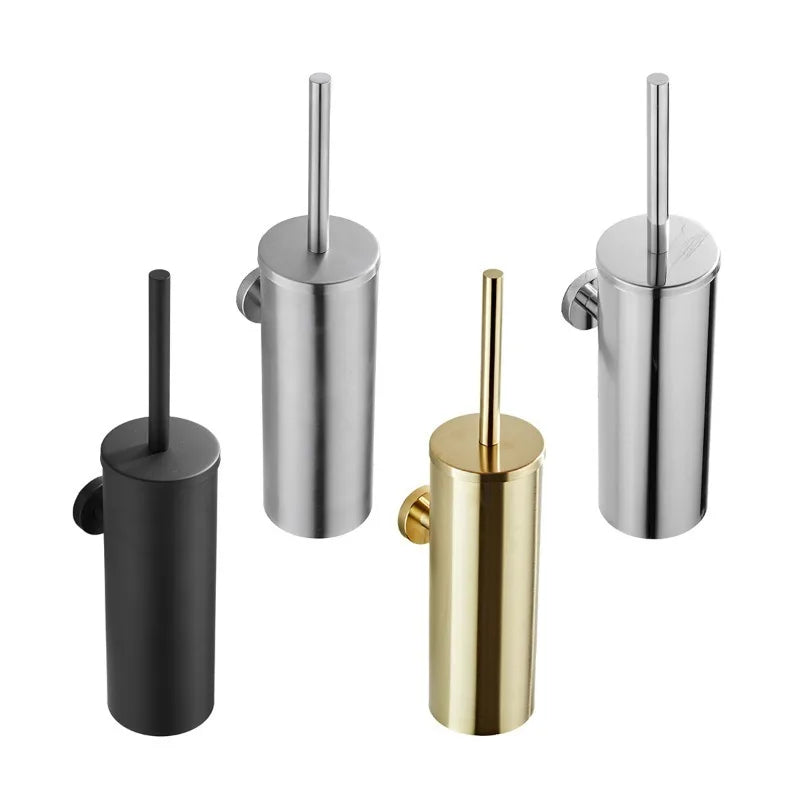 304 Stainless Steel Wall Mounted Bathroom Scrubber, Odor Proof Hanging Toilet Bowl Cleaning Brush with Holder