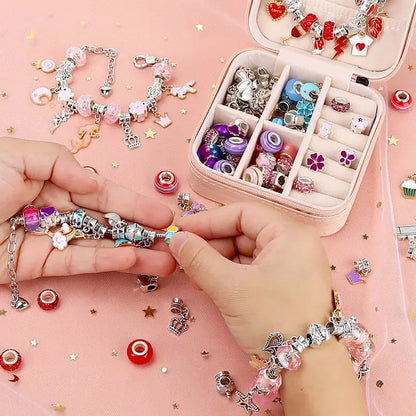 Diy Jewelry Making Kit Toys DIY Beaded Bracelet Set with Storage Box for Girls Gift Acrylic European Large Hole Beads Handmade