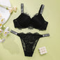 New Women's Sexy Bra and Panty Set Comfortable Push Up Shapewear Adjustable Padded Gathered V Lace Lingerie Set