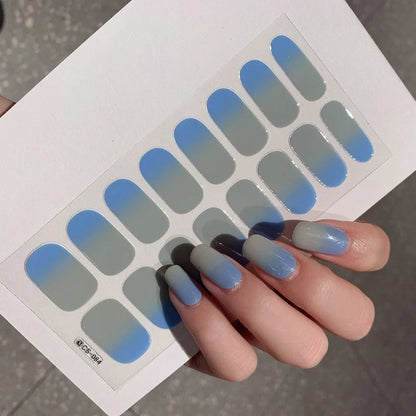 Semi-cured Gel Nail Stickers Solid Color Nail Semi-baked Tips Full Paste Nail Decals UV Lamp Need