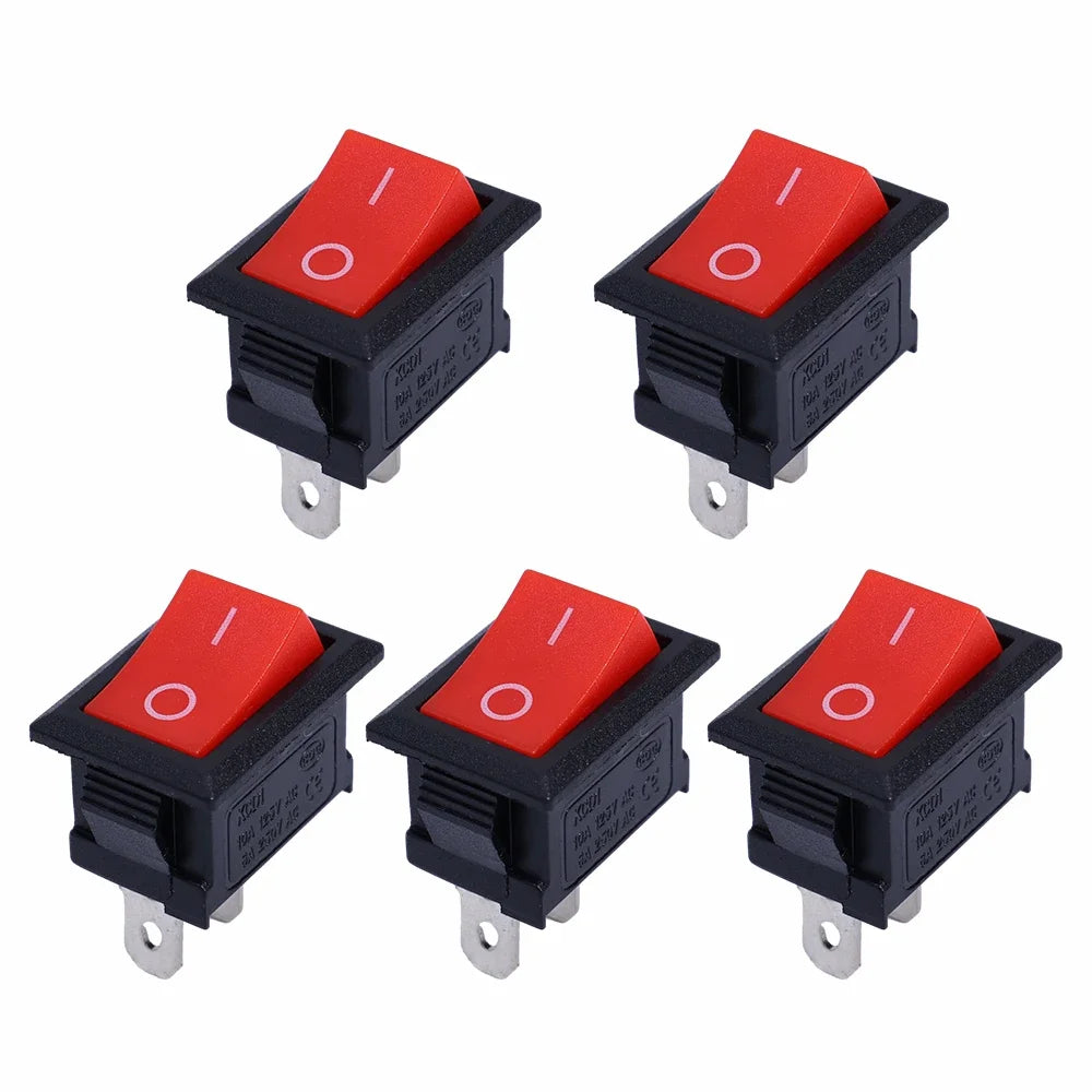 5/15Pcs Push Button Switch 21x15mm SPST 2Pin 6A 250V KCD11 Snap-in on/Off Rocker Boat Home Motorcycle Switch Black Red White