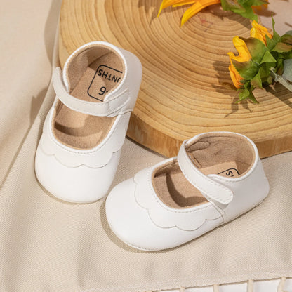 Meckior Baby Girl Shoes Leather Rubber Sole Anti-slip Toddler First Walkers Infant Crib Shoes Newborn Girl New Baby Shoes