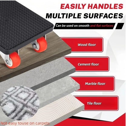 4 Pack Heavy Furniture Lifter Moving Tool Mover Roller Slider Lifting Equipment Pulley 400kg Transport Roller Set Rotating Wheel