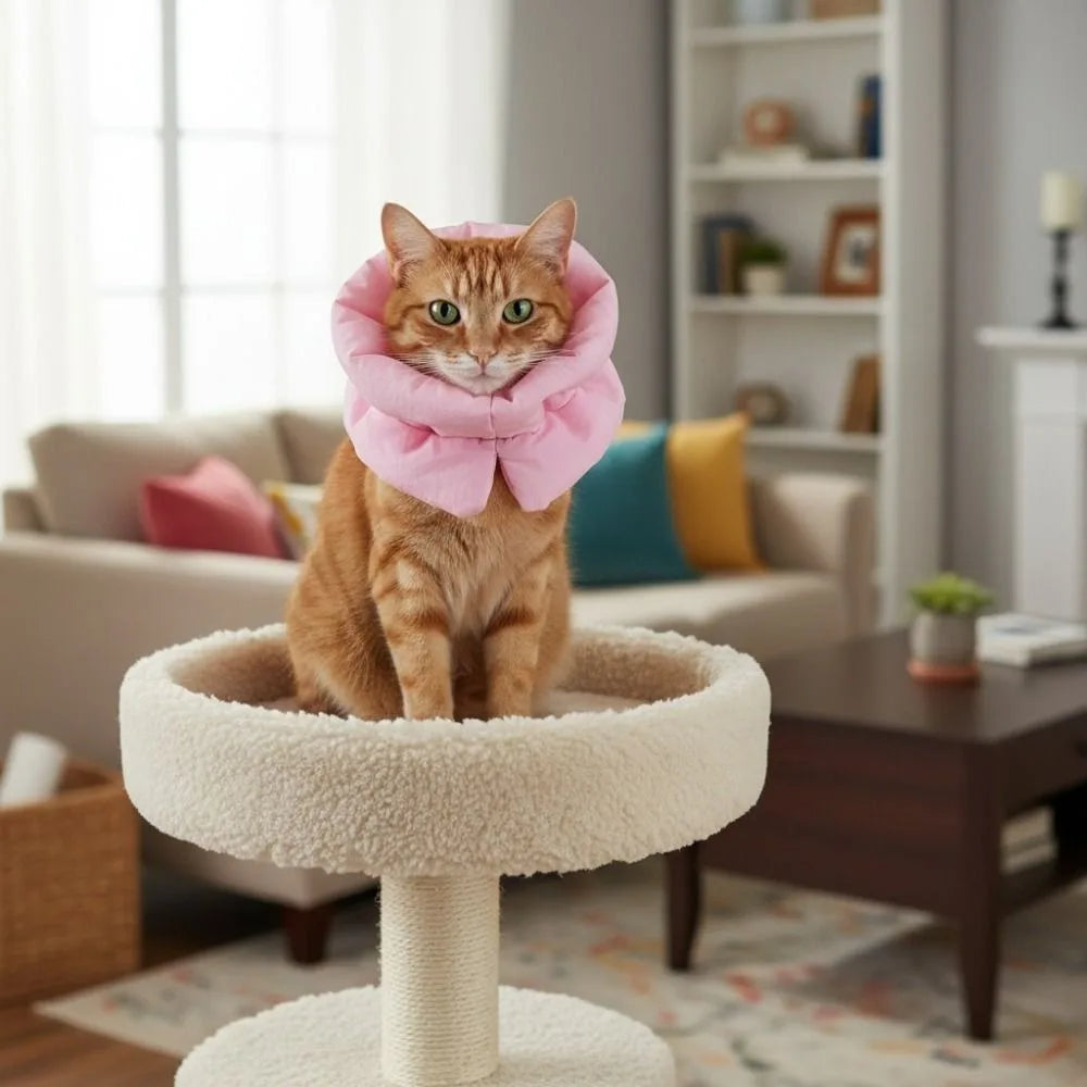Waterproof Pet Elizabethan Collar Adjustable Anti-Bite Cat Protection Collars Warm Breathable Cat Recovery Cone Pet Wound