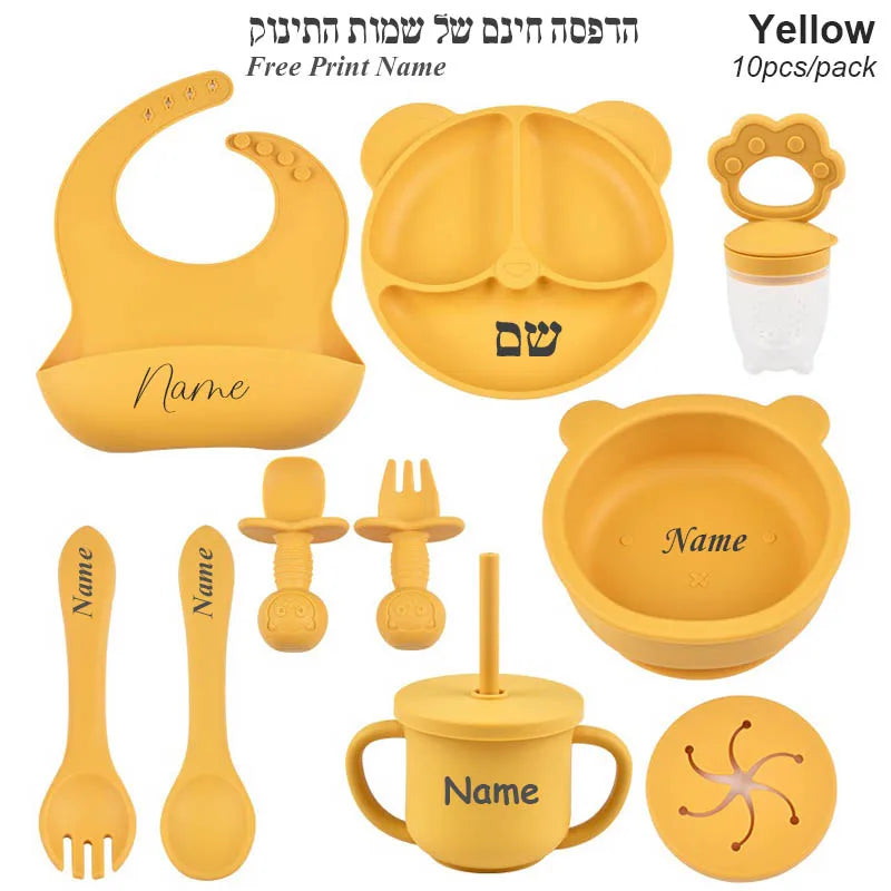 Baby Feeding Set Suction Cup Bowl Personalized Children's Tableware Set Baby Biting Toy Fruit Bear Plate Bowl Infant Cup Feeder