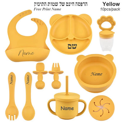 Baby Feeding Set Suction Cup Bowl Personalized Children's Tableware Set Baby Biting Toy Fruit Bear Plate Bowl Infant Cup Feeder