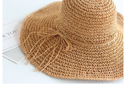 Summer New Parent-child Straw Hat Girl Casual Solid Foldable Big Brim Holiday Hats Baby Boy Beach Fisherman's Cap