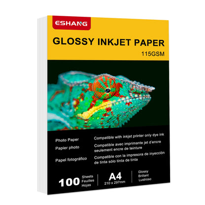 100 Sheets A4 Printable Single Side Photo Paper for Inkjet Printer, Bright Color, Suitable for Photography, Family, Festivals