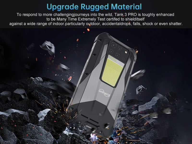 Unihertz Tank 3 Pro 8849 Rugged Smartphone Android 5G with 100 Lumens Projector 32/36GB 512GB 23800mAh Waterproof 200MP Phones