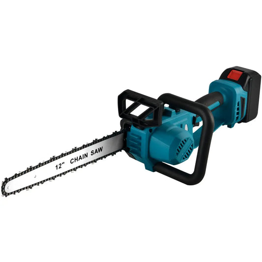 600W Handheld Brushless Woodworking Chainsaw Power Tool For Makita 18V Battery 12-inch Cordless Blue Electric Chainsaw