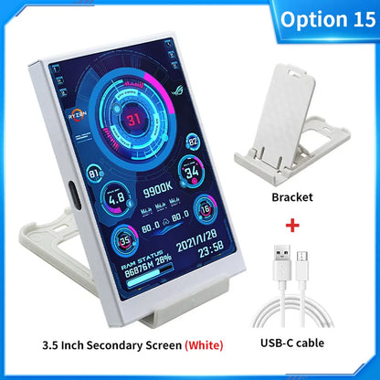 3.5 / 5 Inch IPS Type-C Secondary Screen Mini Computer USB Display CPU GPU RAM HDD Monitor with Holder Metal Case No Use AIDA64
