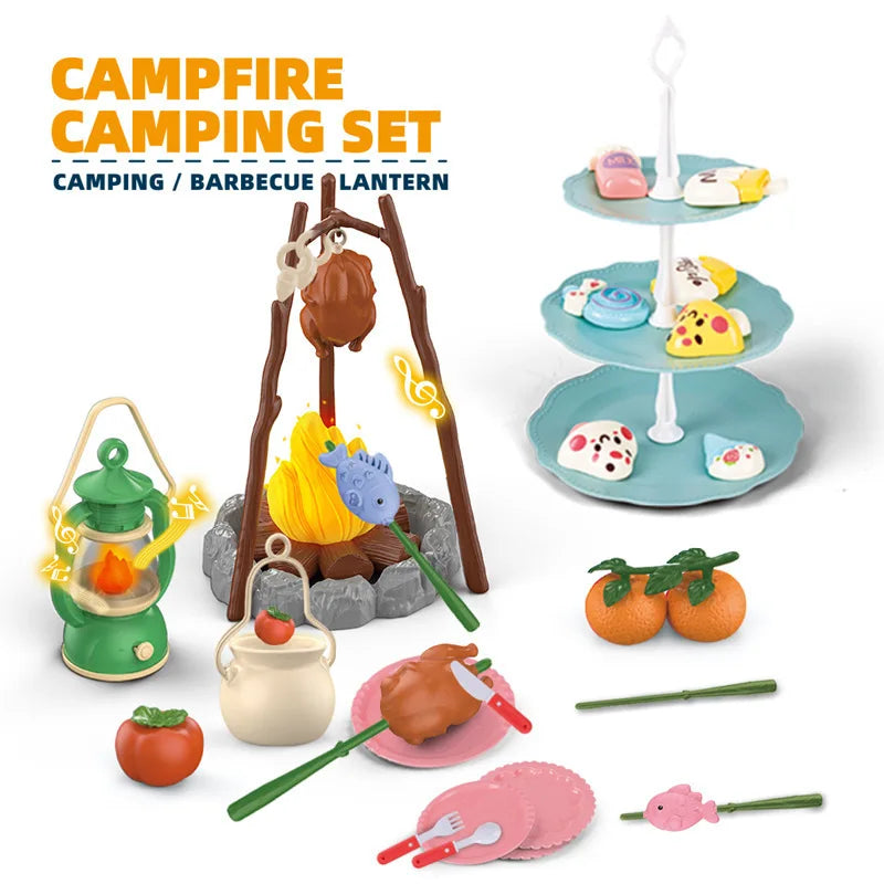 Kids Camping Tent Set Baby Playground Miniature Foods Children's Tent House Indoor Outdoor Parent-Child Interactive Game Toys