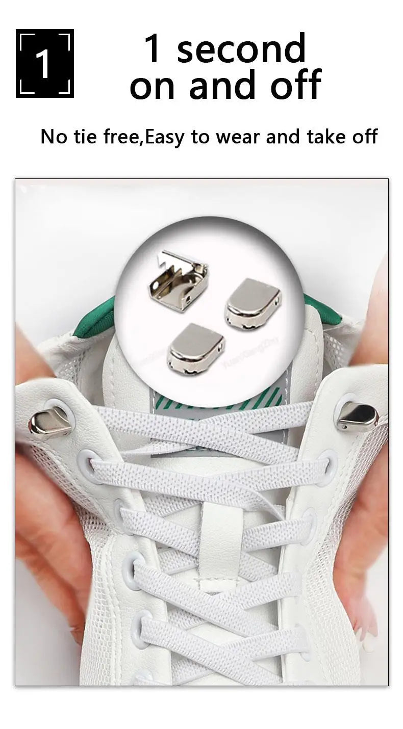 No tie Shoe laces Elastic laces Sneakers Flat Shoelaces without ties Quick Shoelace for Shoes Kids Adult One Size fits All Shoes