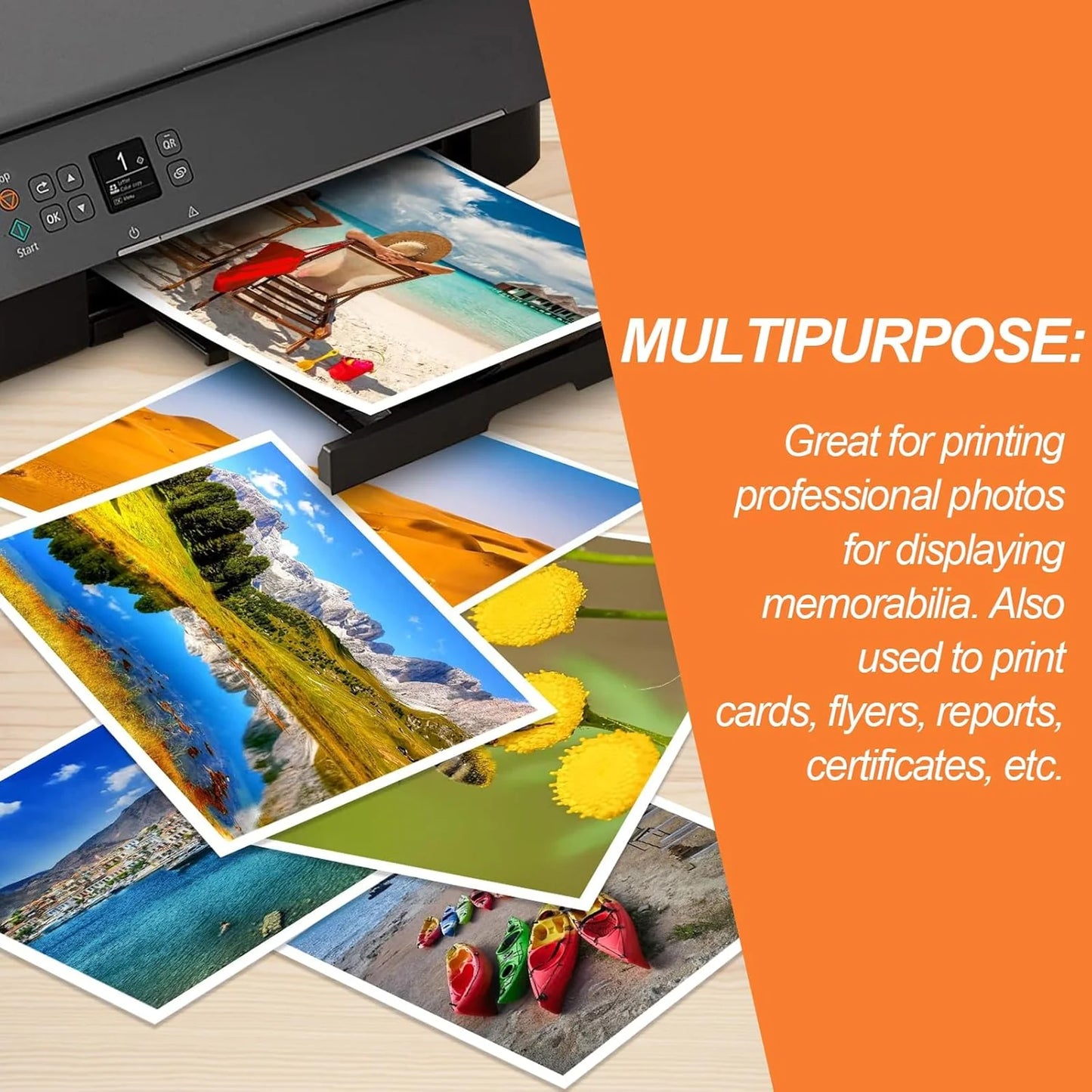HUSPER 4x6 Inch 180gsm Single-Side Glossy Photo Paper 100 Sheets Inkjet Compatible Photo Printing Paper 102x152mm Grey Back