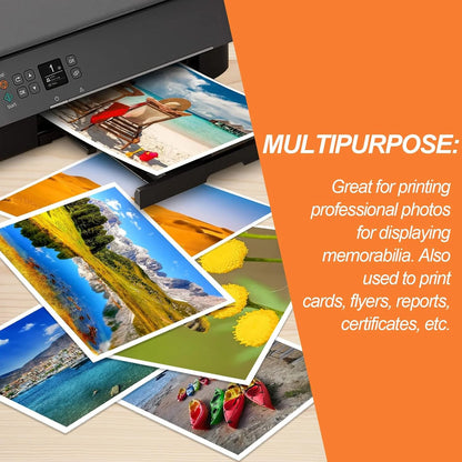 HUSPER 4x6 Inch 180gsm Single-Side Glossy Photo Paper 100 Sheets Inkjet Compatible Photo Printing Paper 102x152mm Grey Back