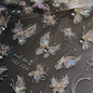 Shiny Jelly Butterfly Charming Golden Gradient Bowknot 5D Self Adhesive Nail Art Sticker Flower Petal Rhinestone Manicure Decals