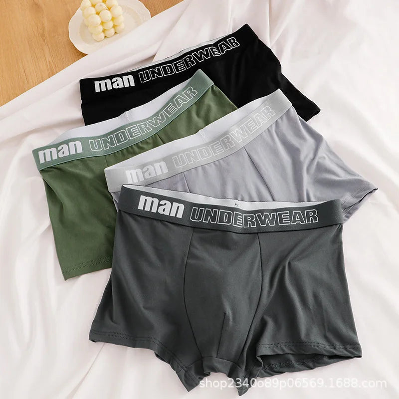 4-Piece/Set Men's Cotton Comfortable Boxer Shorts Breathable And Fashionable Fitness Underwear Men's Close Fitting Boxer Shorts
