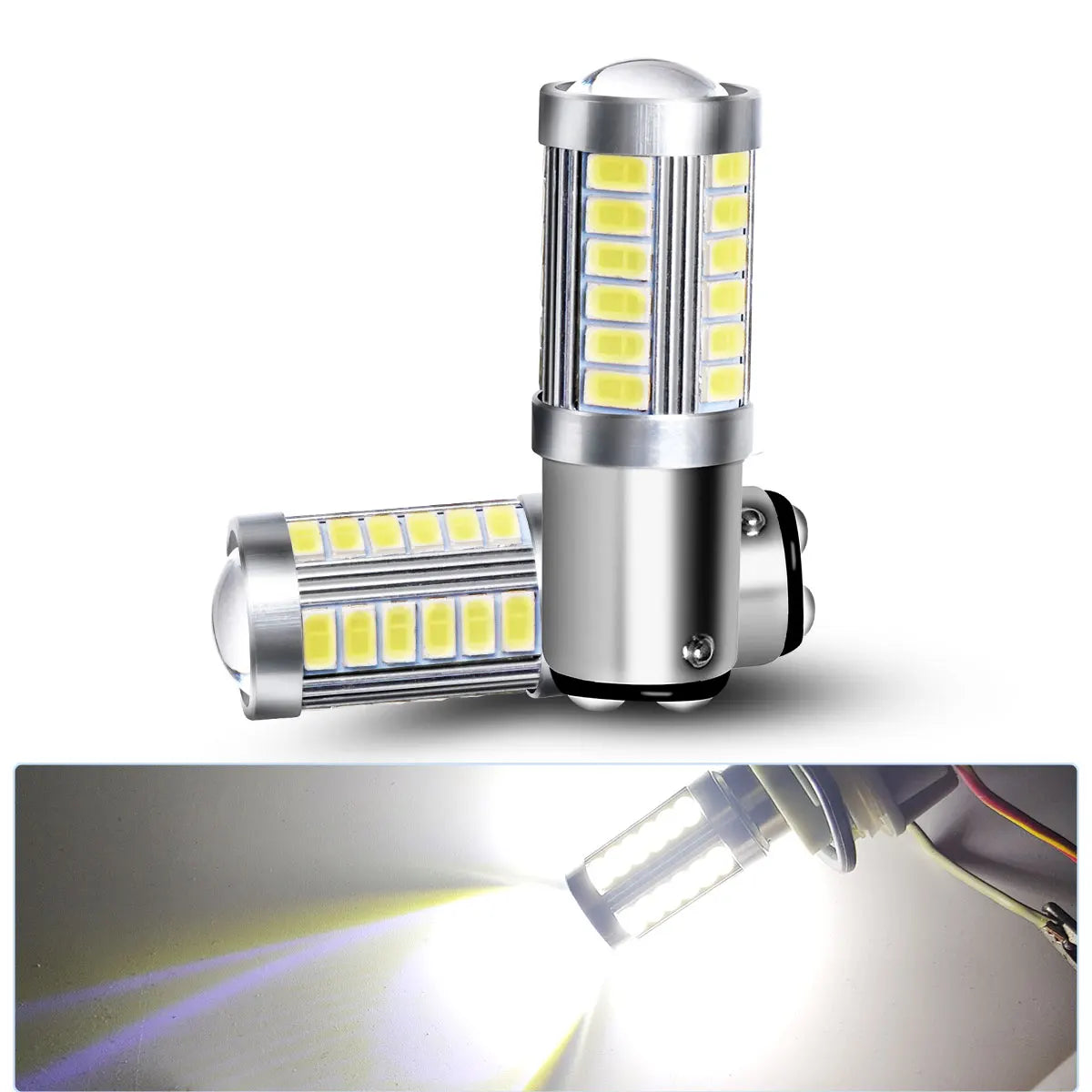 2pcs PY21W P21 5W 1156 Ba15s 1157 Bay15d 33 SMD Led Car Flash Brake Bulbs Lights Reverse Parking Lamps