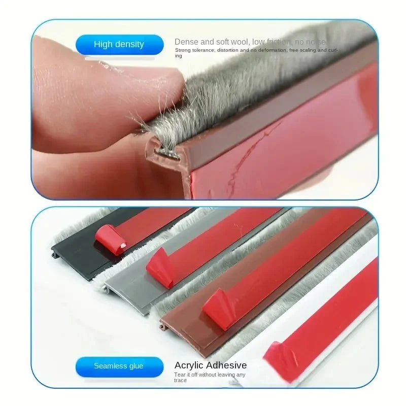 Door Seal Draft Stopper with Brush Reduce Noise, Rubber Door Sweep Breeze Blocker Insect Proof, Dust Proof and Sound Proof Seal