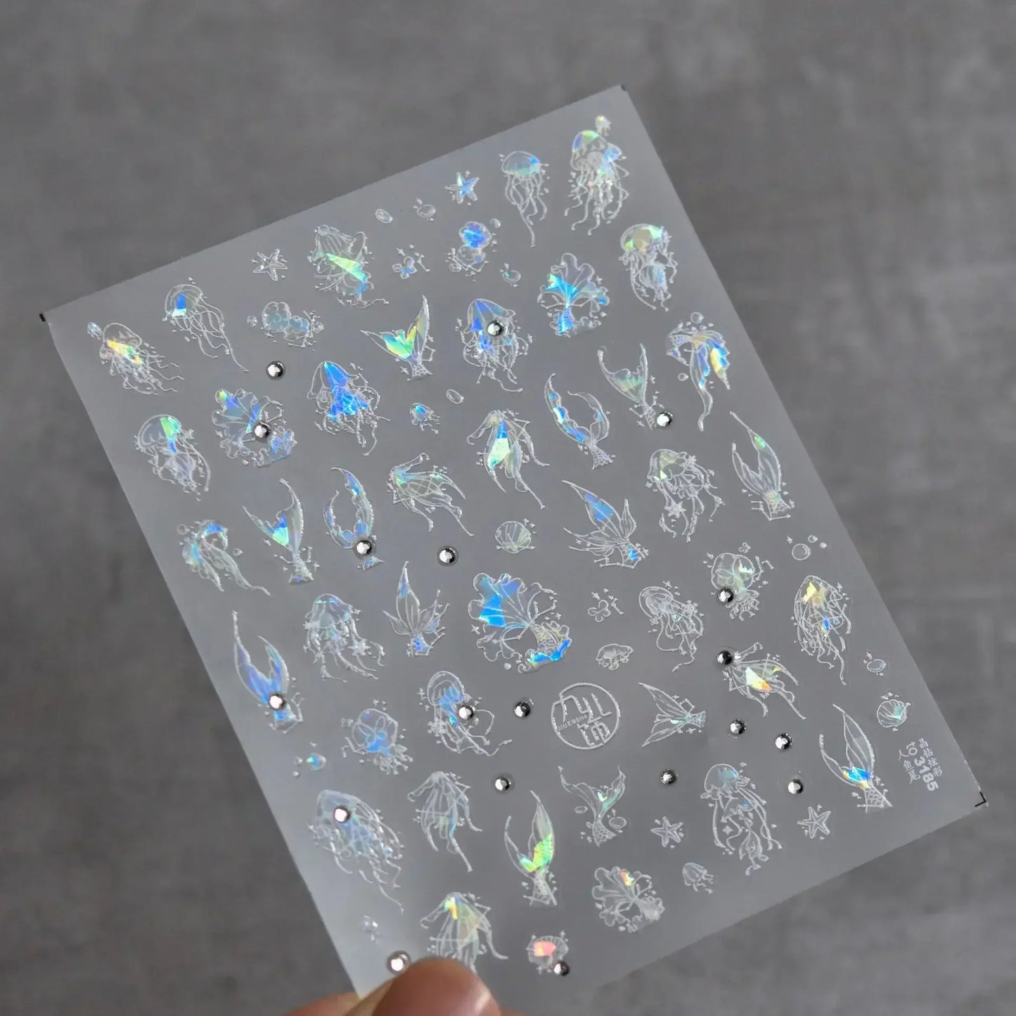 Colorful Bagful Jellyfish Bubbles Swimming Rings Rainbow Stars Ocean Starfish Self Adhesive 5D Nail Art Sticker Manicure Decal