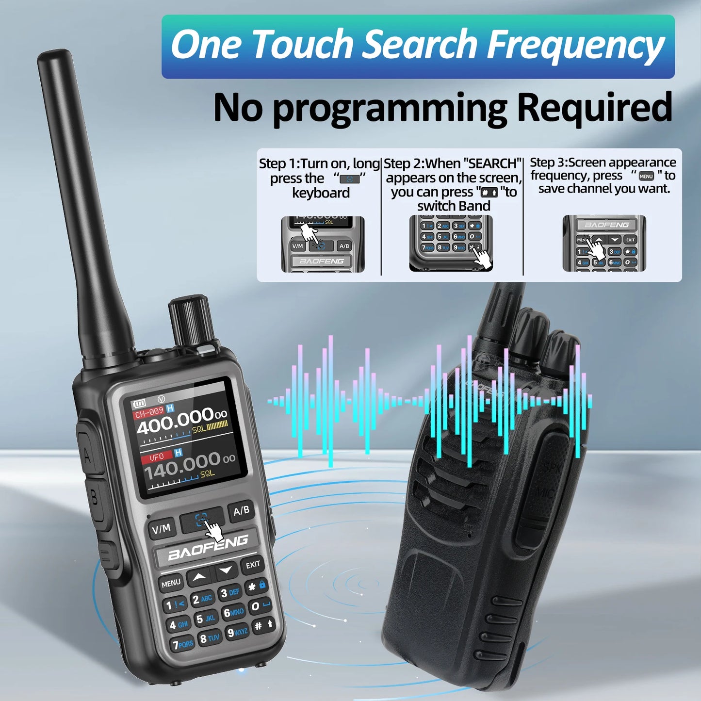 BAOFENG UV 5R Mini Walkie Talkie Dual PTT Bluetooth Programming Wireless Copy Frequency AM FM Long Range Small Size Ham Radio
