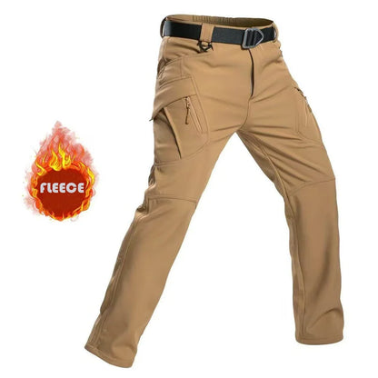Men Winter Autumn Fleece Waterproof Cargo Pants Hiking Camping Softshell Climbing Casual Warm Tactical Military Combat Trousers