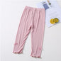 Summer 2026 kids Cropped Leggings Baby Girls Vintage Stripes Elastic Slim Lace cuffs Pants Leggings High Waist Girls Clothing