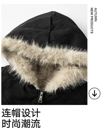 Camouflage Thick Parkas Winter New High Quality Men's Solid Color Wool Collar Anti Cold Parkas Comfortable Men's Cotton Jacket