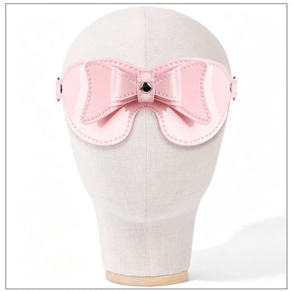 Adult Pink Bow Blindfold Sex Games PU Leather Fetish BDSM Eye Mask For Men Women 18+ Exotic Costumes Sexy Party Club Coslay Mask