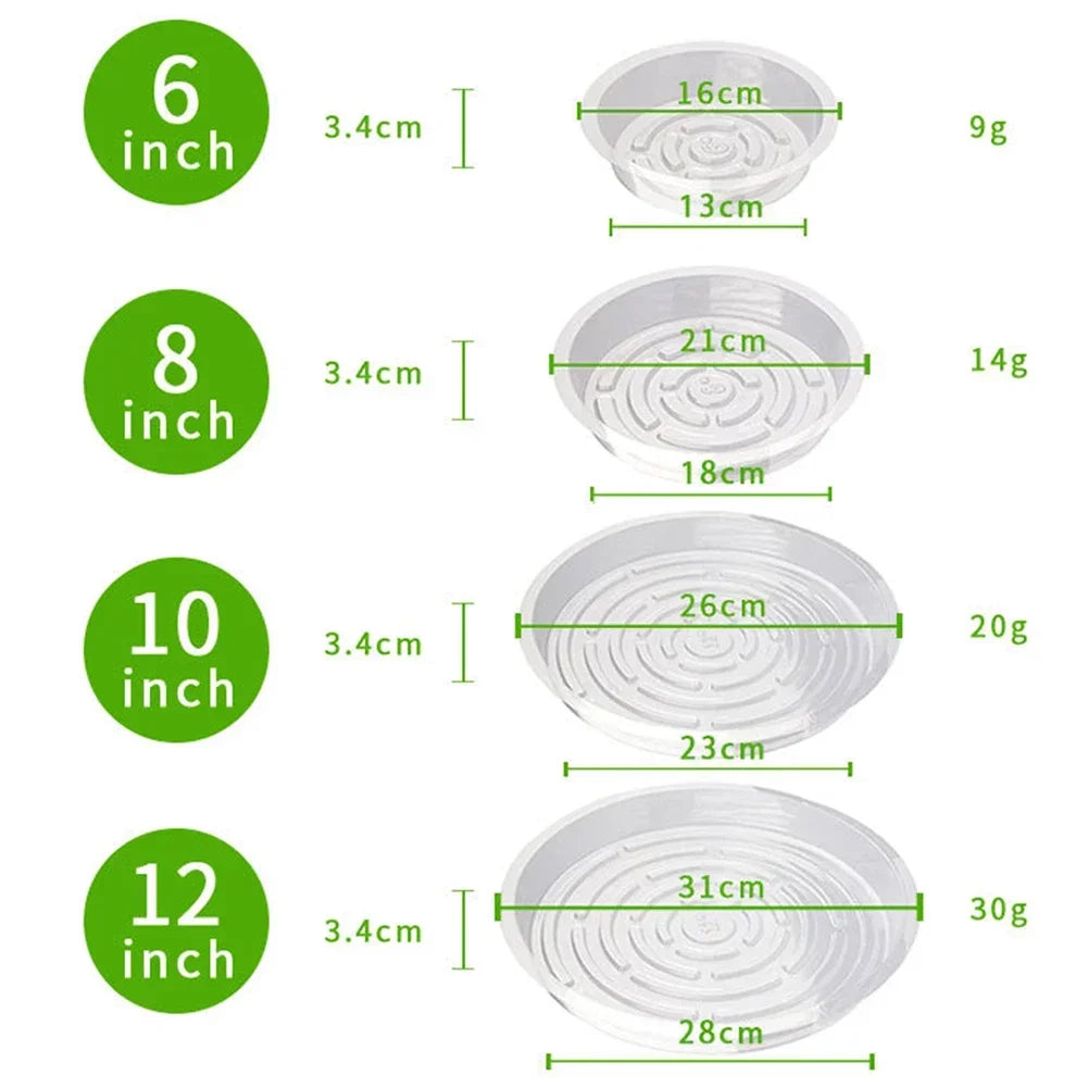 10/24pcs 6/8/10/12 Inch Clear Plastic Plant Saucers Flower Pot Drip Trays Gardening Maintenance Supplies