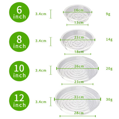 10/24pcs 6/8/10/12 Inch Clear Plastic Plant Saucers Flower Pot Drip Trays Gardening Maintenance Supplies