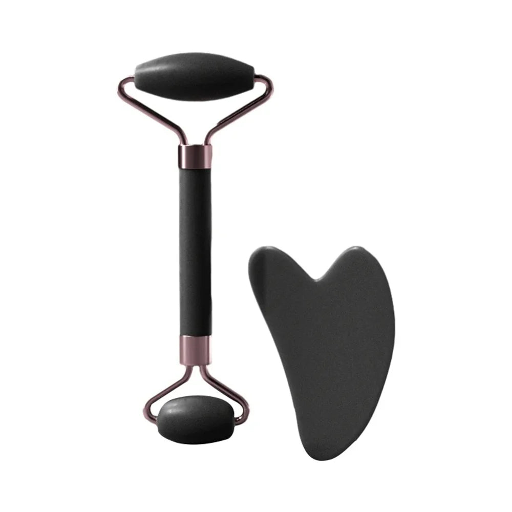 Facial Massage Roller With Gua Sha Stone Multifunctional Massager For Body Eye Acupoint Relief Anti-Aging Daily Skin Care Tools