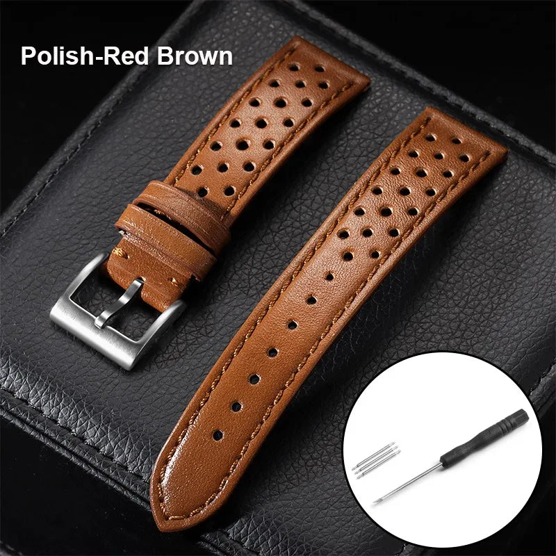 Breathable Leather Strap Men Women Universal Cowhide Watchband Business Wristbelt Band Sport Bracelet Accessories 18mm 20mm 22mm
